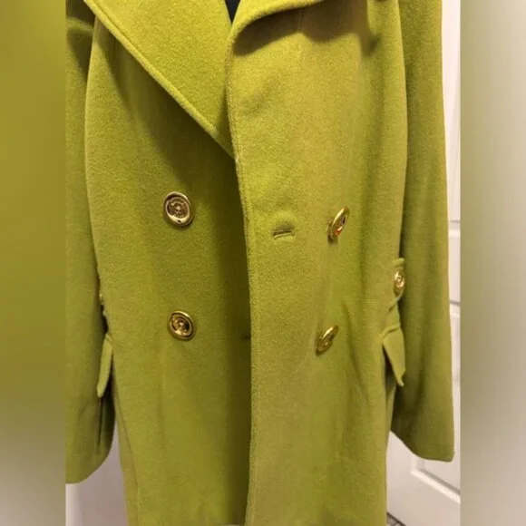 Women's Green Double-Breasted Coat - Picture 7 of 16